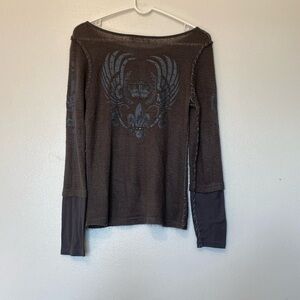 Mur Mur stunning mid button down royal sword sleeves and back studded sweater m